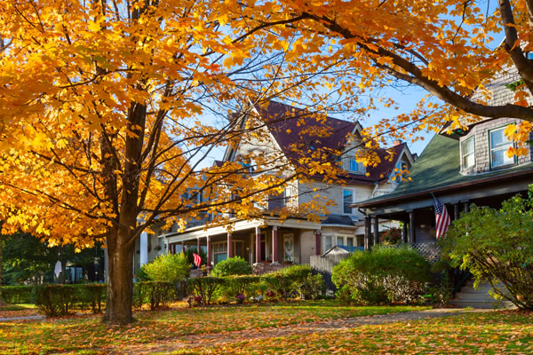 Neighborhood home during fall GettyImages-171586769